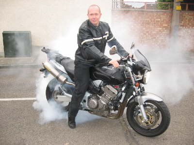 Me warming up the rear tyre.